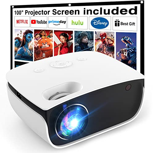 HOPVISION Mini Vidéoprojecteur Full HD 1080P Compatible avec Téléphone Portable, Home Cinéma, Camping, Extérieur, Compatible avec Téléphone Portable, Tablette, HDMI, clé TV, USB