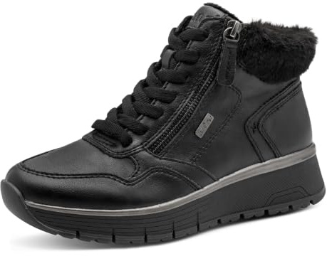 Jana baskets montantes femme fausse fourrure vegan, Black, 40 EU