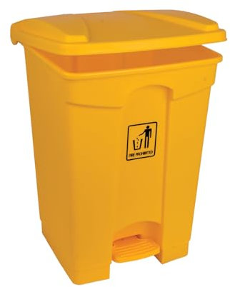 45 LITRE WASTE PEDAL BIN STEP ON NAPPY WASTE COMMERCIAL MEDICAL KITCHEN PROFESSIONAL RECYCLE RECYCLING CLINICAL INDOOR & OUTDOOR (Yellow)