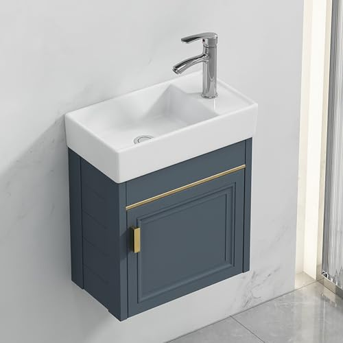 30cm Lavabo Mural En Céramique Blanche,Lave Main Wc Avec Meuble,Lavabo À Poser Pour Petits Invités,Lavabo Suspendu À Fixer Au Mur,Lave Main Rectangulaire,Pour Vestiaire Salle De Bains Toilette(16.1*8.