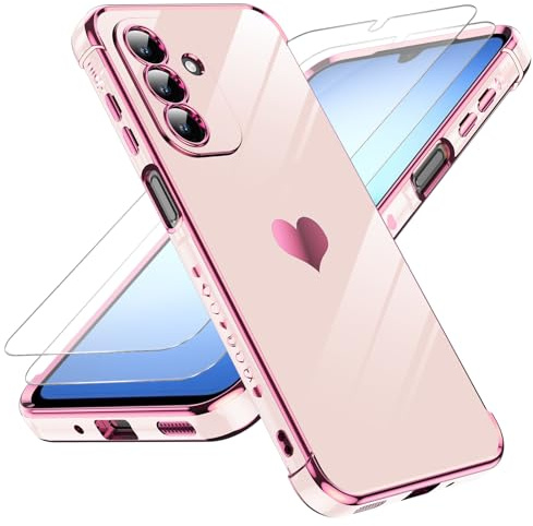 LeYi pour Coque Samsung Galaxy A17 4G / 5G avec 2 Verre Trempé Rose