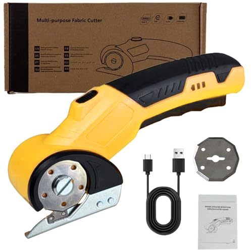 Cordless Electric Scissors,Type-C Rechargeable Cardboard Cutter with Safety Lock and LED Light,Power Rotary Cutter for Fabric,Cardboard,Carpet,Crafting & Plastic,Electric Box Cutter