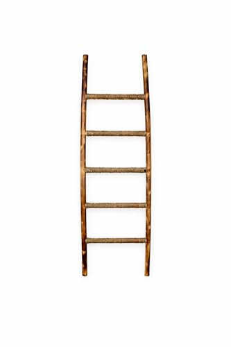 Toallero Pie Escalera Decorativa de Madera, Estilo Vintage/Rustico para el Hogar (5 peldaños)