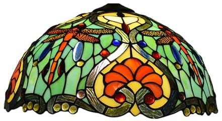 Paralume di ricambio per lampada in vetro colorato, stile Tiffany, verde, arancione, giallo, grande, per lampade da tavolo, a sospensione e da terra