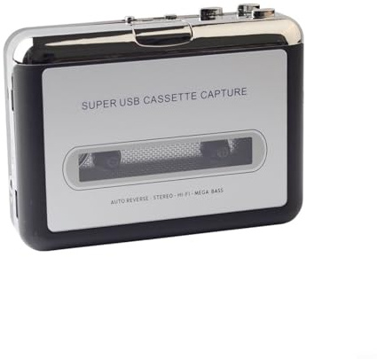 Moliuoly Registratore di cassette con conversione MP3, digitalizzatore USB per cassette audio, lettore portatile con jack da 3,5 mm, suono stereo, argento