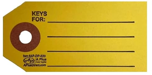 Yellow Reinforced Key Tags w/Rings (P4) (1000)