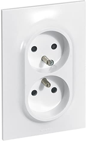 LEGRAND | Double Prise De Courant Avec Terre, Neptune 16A 1 Poste, Fixation À Vis Ou À Griffes, Avec Éclips De Protection Pour Enfants, Prête À Installer