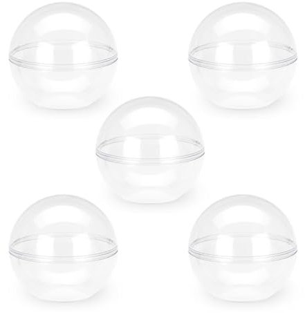 NaDeco Kunststoff Kugel transparent 5 Stück, stehend und teilbar 93 mm zum Basteln und Bemalen Plastikkugeln Acrylkugeln, Acrylanhänger Dekokugel Glasklar Befüllbare Kugel