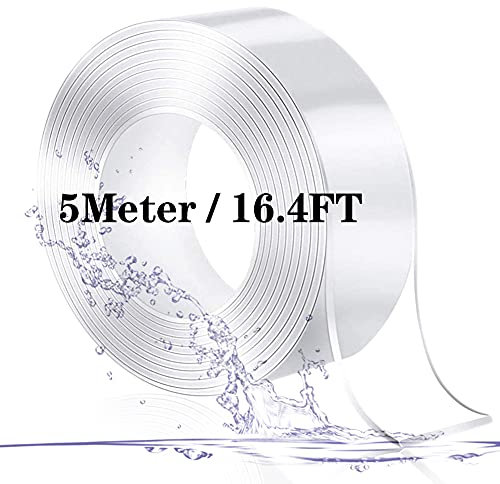 5 Meter Doppelseitiges Klebeband Extra Stark, Transparentes Abwaschbares Nano Tape, Ablösbar Spurlos Wiederverwendbares Beidseitiges Klebeband für Teppiche, Foto-Poster