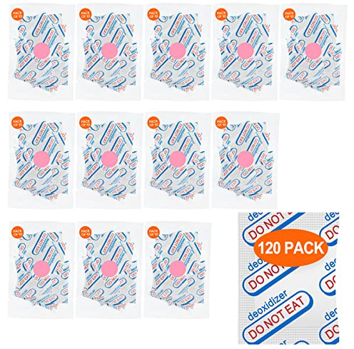 120 Packs 500CC Food Grade Oxygen Absorbers (10 Pack in Individual Vacuum Bag ) , Oxygen Absorbers For Long Term Food Storage with Oxygen Indicator , Works in Mylar Bags, Mason Jars, and Vacuum Bags