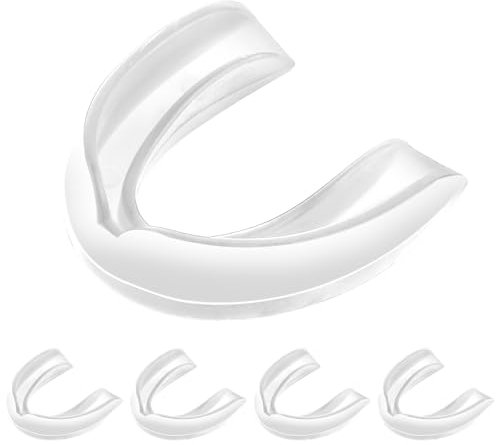 Ptwola Sport Zahnschutz 5 Stück Erwachsene und Junioren Schutz Mundschutz mit Kasten Tragbar Transparenter Mundstück Zahnspangen für Fußball Basketball Hockey Kampfsport Karate Match