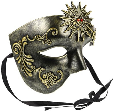 ABOOFAN Masque Carnavalesque Demi-visage Pour Hommes En Abs Robuste, Masque Borgne Vénitien Sculpté à La Main, Sangle Élastique Ajustable, Pour Carnaval, Bal Masqué Et Cosplay Adulte
