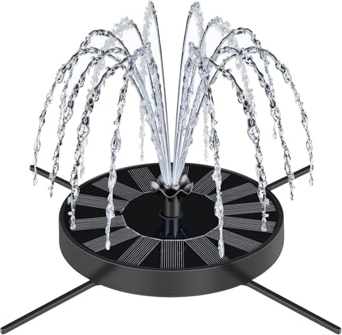 SEIRMEP Solar Fountain Pump with Spray Height Adjustment, Upgrade Glass Solar Bird Bath Fountains with 6 Nozzles, Outdoor Solar Water Fountain Pump for Bird Bath, Garden, Pool, Pond