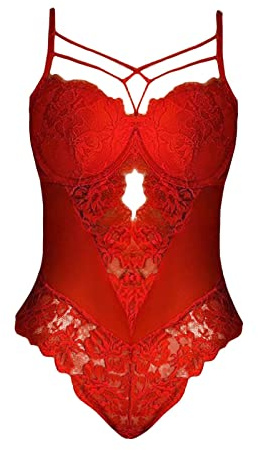 Générique Lingerie Sexy Femme Ensemble Dentelle Nuisette Broderie découpe crochet dames sangle sous-vêtements Teddy lingerie Lingerie Femme Sexy Ensemble Dessous Grande Taille