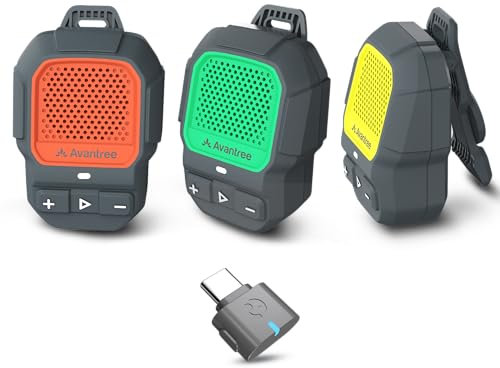 Avantree HomeBuddy Trio - Auracast Système d’Enceintes sans Fil Multiple pour écoute en Groupe, intérieur/extérieur, randonnée, entraînement, visites guidées, Clip Portable, étanchéité IP67
