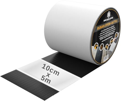 Ruban Butyle EPDM Étanchéité – Scotch anti fuite autocollant 10cm x 5m – Adhère sur PVC, Bois, Métal, Béton – Bande Adhésive Étanche Extérieur pour Réparations