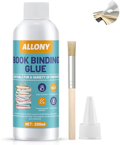Allony 200ml Transparent Book Binding Glue, Professional Craft Glue for Book Repair, Scrapbooking, Crafting, Paper Art