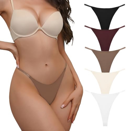 RoyalBelle Seamless G-string Thongs for Women,T-back Thong,No Show Underwear Stretch Comfortable Breathable Low Rise Panties