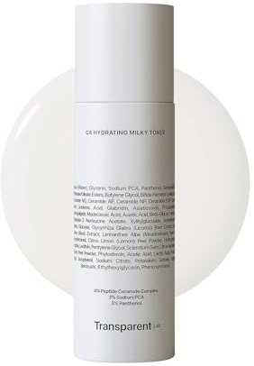 Transparent Lab C4 Hydrating Milky Toner Tónico Hidratante 130 ml – Con Péptidos, Ceramidas, Pantenol y Sodium PCA, Refuerza Barrera Cutánea, Calma e Hidrata Piel Sensible o Deshidratada