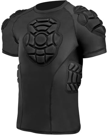 Camiseta de compresión acolchada con protección de hombros para hombre, parte superior de protección para el pecho, fútbol, Paintball, Béisbol