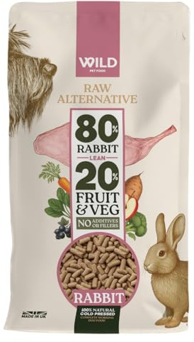 Wild Pet Food - Rabbit (2.5 kg) Dog Food Dry, Grain-Free and 80:20 Cold Pressed, Low Fat, High Protein and Nutritionally Complete - Hypoallergenic Dog Food, Gastrointestinal - Adult or Puppy