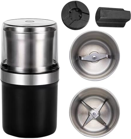 Electric Spice Coffee Grinder 200W for Kitchen,Grain Mill with 2 Stainless Steel Bowls,Spice Grinder Wet and Dry for Coffee, Grinding Spices, Bean, Grains