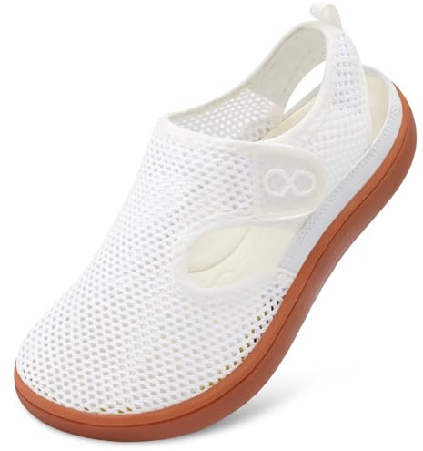 Womens Summer Shoes Wide Fit Mesh Breathable Walking Shoes Adjustable Strap Sandals for Elderly Seniors Anti Slip Rubber Sole Lightweight Comfort Fit Trainers White