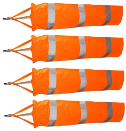 Uanqfegy Mangas de Viento, 4 Bolsas de Viento antidesgarros de Color Naranja de 60 cm, con Cinturones Reflectantes para Aeropuerto, medición del al Aire Libre