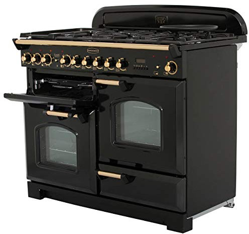 Rangemaster CDL110EIBL/C Classic Deluxe Gloss Black with Chrome Trim 110cm Electric Induction Range Cooker