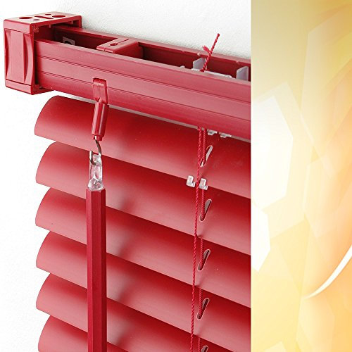 Kunststoff-Jalousie Breite 120 cm x 160 cm Höhe in Lamellenfarbe 03 / rot / PVC-Jalousien PVC-Jalousette Jalousetten aus Plastik 120x160 red