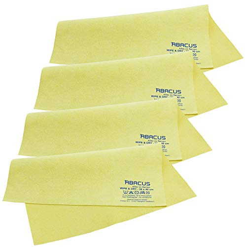ABACUS® Mikrofasertuch Wipe & Dry Set - 4X Ledertuch 38 x 40 cm Fenstertuch Fensterleder fusselfrei Microfaser Mikrofaser Fenster Leder Tuch (7039)