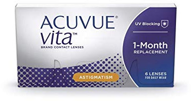 ACUVUE Kontaktlinsen Vita for Astigmatism Monatslinsen weich, 6 Stück / BC 8.6 mm / DIA 14.5 / CYL -0.75 / Achse 30 / -2.5 Dioptrien