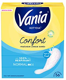 Vania – Protège-Slips Confort Normal Parfum Fresh (boîte de 56 pièces) – Protège-lingeries 100% respirant et confortables – Protection hygiénique avec ajustement parfait et tenue optimale