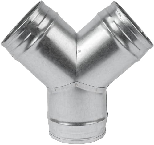Repa Market Divisor de conducto en Y de 100 a 100 mm – Divisor de manguera de acero galvanizado de 3 vías/adaptador macho de manguera de ventilación de secadora/ventilador de escape HVAC