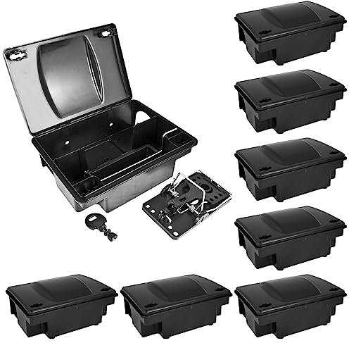 8 x Köderstation Ratten Set Köderbox Box Garten Mausfalle Mäuse mit Schlagfalle Rattenköderbox Rattenköderstation Rattenfalle Kinder- Haustiersicher Petigi