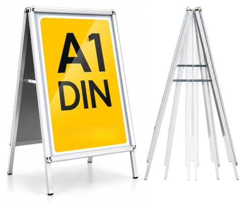 Kundstopp | stativ med aluminiumram | dubbelsidig användning DIN A1 DIN A2 | Metallbaksida (rambredd: 32 mm | DIN A1)