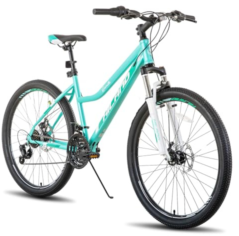 HH HILAND 26 Inch Womens Mountain Bike, with Step-Through Frame, 21 Speeds, Suspension Fork MTB, Bicycle for Women Men Adult Green