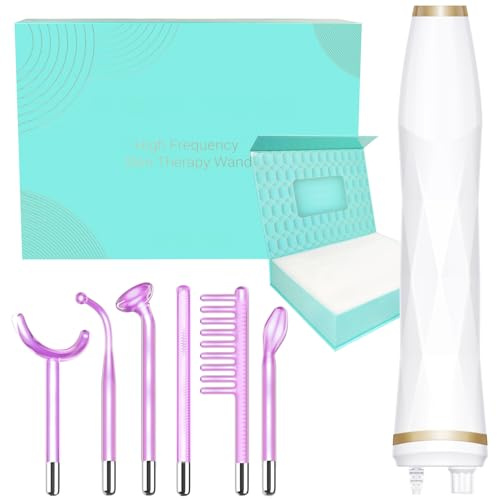 TUMAKOU High Frequency Facial Machine - Portable Purple High Frequency Facial Skin Light Therapy Wand - with 6 Argon Tubes - Skin Tightening Machine for Hair Regrowth,Acne,Wrinkle Removal,Anti Aging