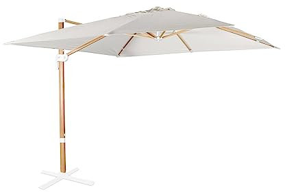 Alice's Garden - Parasol déporté carré 3x3m haut de gamme - Falgos - ecru- Parasol excentré inclinable. rabattable et rotatif à 360°.