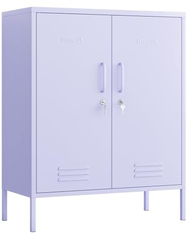 Aiasuit 2 Door Lockable Metal Storage Cabinet 3 Tiers Heavy Duty Industrial Storage Cabinet Removable Shelves Easy to Assemble Multi-Purpose Locker Purple Size: 40”H x 31.5”W x 15”D