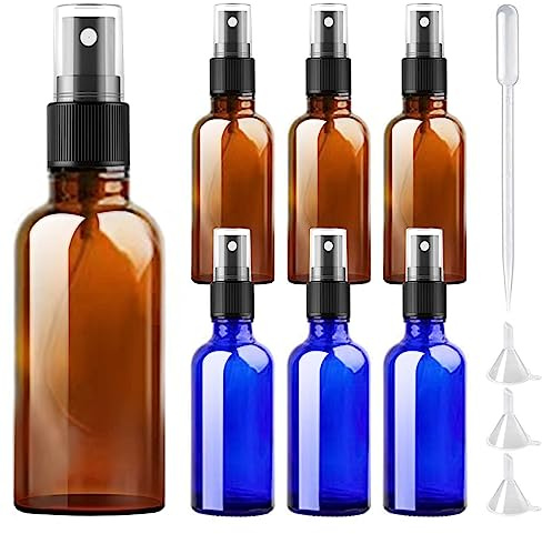 DONQL Glass Spray Bottles 6Pcs Fine Mist Spray Bottle Glass Spray Bottle for Travel Liquid Water Cosmetic Atomizer Bottle (50ml)