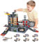 deAO Toy Garage, Car Garage, 6 Toy Cars, 1 Helicopter, 2 Story Car Parking Toy, Kids' Play Vehicle Garages Toys for 3+ Years Old Boys Girls Christmas Birthday