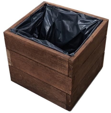 FKL DESIGN Home Deco Cassetta per piante in legno, vaso per piante da giardino, terrazza, cassetta in legno, impregnata D26 (palissandro, 30 x 30 x 24 cm)