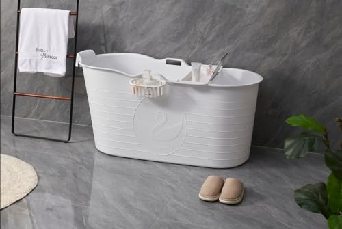 Mobile Bathtub XL, Ideal for the Small Bathroom, 120x59x54, Stylish and Atmospheric. (120cm, White)