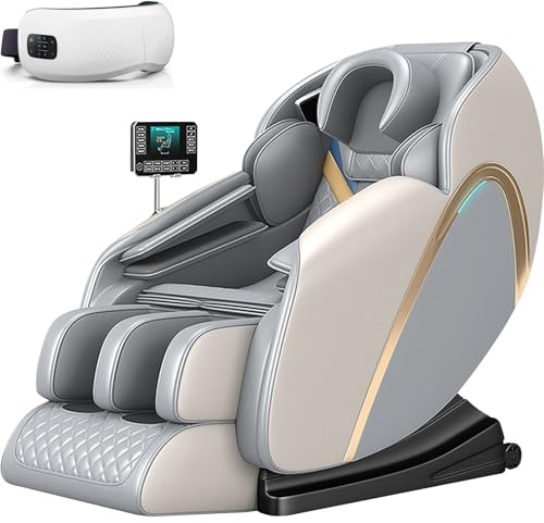 Sillón De Masaje De Cuerpo Completo,Reclinable Tipo SL Gravedad Cero Masaje Shiatsu con Airbag Calentador De Espalda Rodillo para Pies Y Altavoz Bluetooth(Grå)
