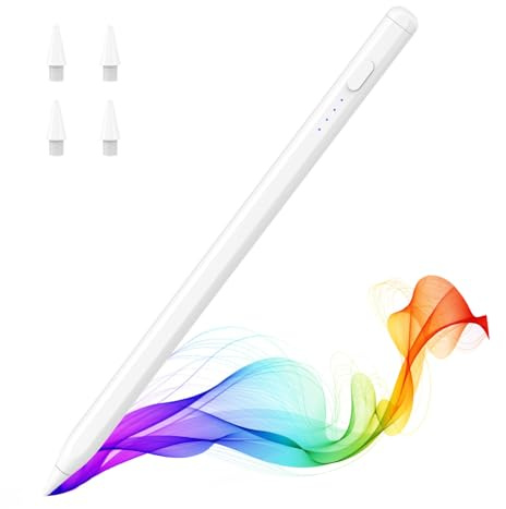 MoKo Stift für iPad (A16) 11. 10. Gen, Stylus Stift für 2018-2025 Apple iPad 11/10/9/8/7/6/A16,Mini 7/6/5,Air M3/M2 11/13/5/4/3, Pro M4 13/12,9/11 Neigungssensibilität,USB-C Schnellladung, Weiß