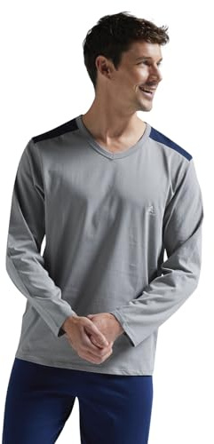 Athena - Ensemble Pyjama Long Homme, Ecopack- Jersey 100% Coton Respirant - T-Shirt Manches Longues + Pantalon - Label Oeko-TEX® Standard 100