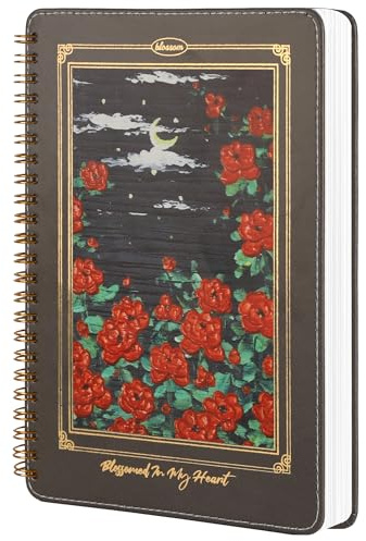 MGGAO Cuaderno Espiral para Mujeres, Cuadernos Duraderos con Tapa Dura de Cuero A5, 140 Páginas Rayadas, Cuadernos Bonitos para Material Escolar Perfecto, 15,5 x 21 cm