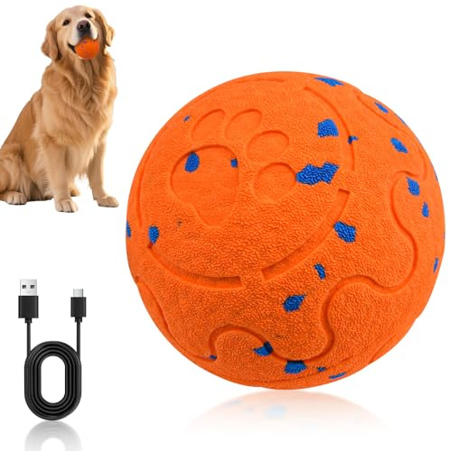 Jadyon Pelota interactiva para Perros, Pelota Inteligente con Movimiento automático, Pelota Indestructible, Juguete Interactivo Inteligente con 3 Modos, Pelota para Perros medianos-Grandes (Naranja)