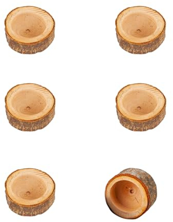 6PCS Wooden Tea Light Candle Holders Natural Wood Tealight Holders Small Votive Candle Holders for Wedding Party Dining Table Decor Home Decorations Rustic Centrepieces